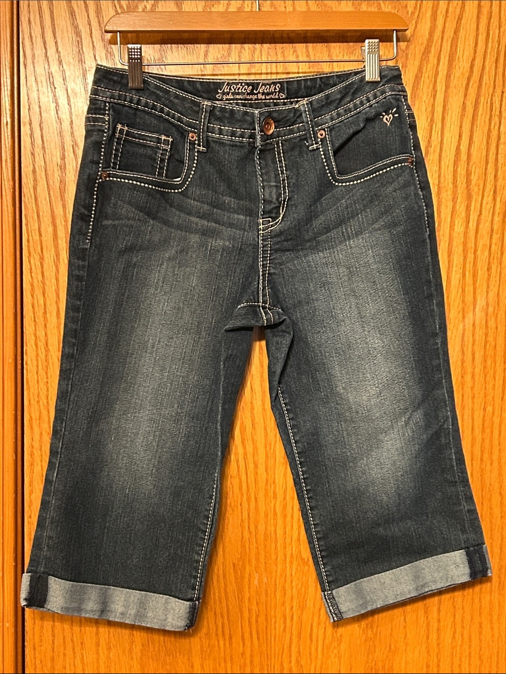 Justice Girls Size 14 1/2 Cuffed Capri Jeans